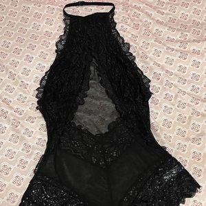Black lace body suit